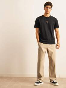 SWAVVY Men Cotton Embroidered Rose Short Sleeve Tee, Fashion, Boyfriend Gift, For Going Out, Summer