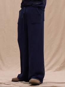 Musero Pantalón de pierna recta con bolsillo lateral de cordón tejido, para primavera, verano y vacaciones