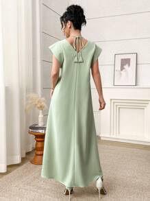 Yasmyna 女士简约休闲露背长款连衣裙 - 綠色 - 查看 2
