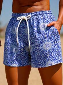 Manfinity Swimmode Men's Floral Print Casual Beach Shorts Men Swim Trunks BeachModeOn