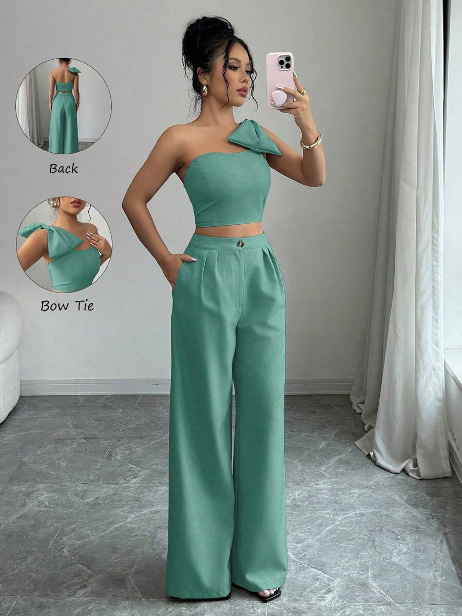 Elenzga Women Two Pieces Outfits For Daily Wear - Green - View 1