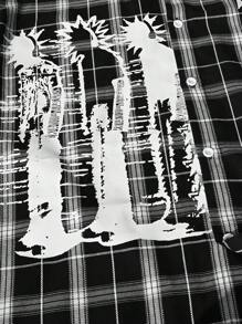 Manfinity EMRG Men's Plaid Short Sleeve Single-Breasted Casual Shirt - Black - View 6