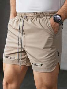 Manfinity VCAY Musclefit Men's Woven Fashionable Casual Relaxed Fit Elastic Waist Straight Leg Shorts, Summer Boyfriend Graduation Gifts Gym Essentials