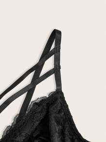SHEIN SXY Body decorativo de encaje y parches sexy y elegante para mujer talla grande, adecuado para usar a diario, en el trabajo, para ir y venir, elegante, casual, de compras, para salir, fácil de combinar, estilizador, resalta la figura, favorecedora, para primavera/verano
