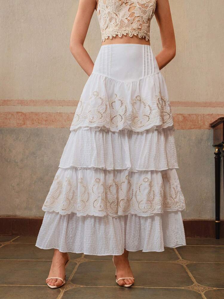 Women's Solid Color A-Line Skirt, Fashionable For Summer