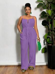 Slaydiva 2024 New All-Match White Casual Minimalist Sexy/Minimalist Style Plus Size Western Wear Women Sleeveless Textured Knit Bodycon Maxi Dress, Suitable For Spring/Summer Purple Jumpsuit Sleeveless Jumpsuit Summer Jumpsuit Casual Jumpsuit Vacation Jumpsuit