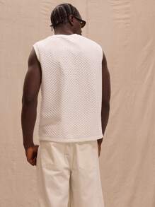 Musero Fishnet Layered Tank Top Spring, Summer, Streetstyle - White - View 3