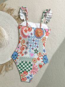 Soleia Swimsuits Bathing Suits For Women Beach Outfits For Woman Vacation Outfits Women Women Summer Clothes Rave Outfits Festival Beach Outfits  1pc Women's Summer Vacation Beach All-Over Print One-Piece Swimsuit One Piece Swimsuit Women - Multicolor - View 2