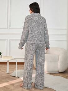 EURMUSE Cotton 2Pcs  Collar Detail Printed PJ Set - Multicolor - View 2