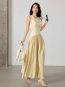 Heiryn Women Sleeveless Long Dress, Solid Color, Fashion Suitable For Summer Graduation Dress - Yellow - View 6
