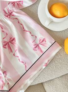 SHEIN 3件套：仿丝蝴蝶印花短袖短裤+吊带背心睡衣套装 - 彩色 - 查看 6