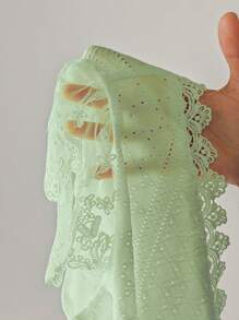 SHEIN Frenchy Dames zomer T-shirt met korte mouwen en kantpatchworkstof