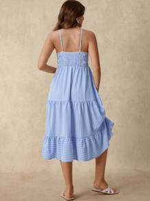 Boho Mama Maternity Sun Dress Vacation BOHO Style  Summer Clothes Maternity Summer Dress - Blue and White - View 2