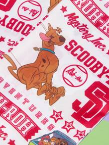 SCOOBY-DOO X SHEIN 字母与卡通狗印花长方形围巾 - 白色 - 查看 4