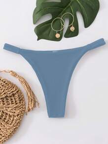 SHEIN Swim Bas de bikini unicolore pour femmes, maillot de bain d'été sexy pour la plage