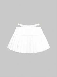 ROMWE Grunge Punk 大码夏季性感镂空百褶裙 - 白色 - 查看 2