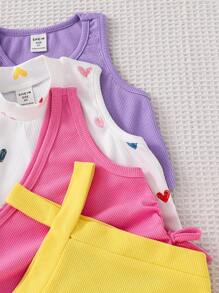 Kleine Mädchen 4 Stücke Gestrickt Einfarbig Herz Muster Träger Set