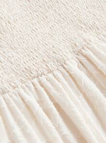 SHEIN X Hannahelzahed SHEIN MOD Apricot Floral Jacquard, Halter Oversized Bow Backless Dress, Dreamy Romantic Elegant With Layered Ruffle Trim, Suitable For Dates, Parties, Holidays, Tea Parties, Birthday Outfit,Summer Outfits For Women,Easter Outfits,Beach Outfits For Woman,Vacation Outfits Women,Summer,Concert Outfit Women,Rave Outfits,Cruise Attire Women,Western Wear Women.Graduation Dresses For Women,Baby Shower Dress,Boho Women Clothing,Festival Outfits For Women - Apricot - View 7