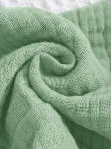 SHEIN Bộ quần áo liền thân tay ngắn màu trơn dễ thương mùa hè cho bé trai sơ sinh - màu xanh lá - Xem 10