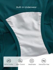 GLOWMODE 2.11" RefreshRun VitalSwift Ultralight Sweat-Wicking Mid-Rise Adjustable Reflective Running Shorts With Built-In Underwear Zip Pocket Workout Spring - Dark Green - View 5