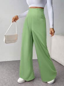 Firerie Pantaloni casual alla moda minimalista con vita alta, gamba larga e texture, adatti per il rientro a scuola e per gli spostamenti