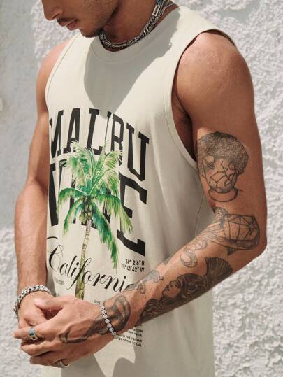 Street Life Gilet long imprimé pour hommes, streetwear rétro