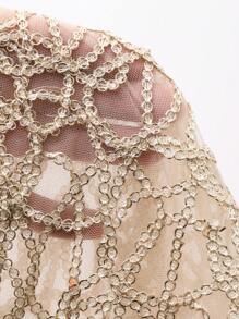 DAZY Women's Summer Elegant Lace Hollow V-Neck Blouse - Gold - View 9