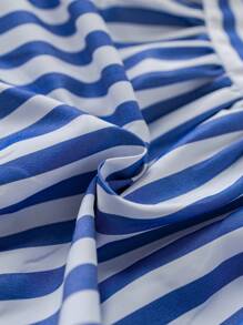 PrepCrw Baby Mädchen ärmelloses blau-weiß gestreiftes Kleid mit Kragen, süßes Sommer-Urlaubs-Mädchen-Schuluniform, Baby Mädchen Outfit für den ersten Schultag - Blau-Weiß - Übersicht 3
