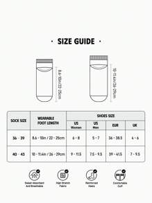 TOM & JERRY X SHEIN 2 pares de calcetines de media pierna suaves, transpirables y antideslizantes de color block de moda, con refuerzo en el dedo del pie y el talón, resistentes al desgaste, unisex en negro y azul, para todas las temporadas