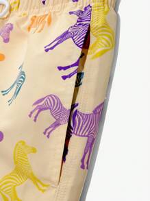 Manfinity Swimmode Men's Casual Zebra Print Beach Shorts Men Swim Trunks Men Swim Trunks - Beige - View 4