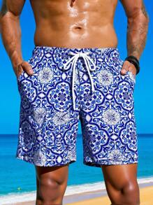 Manfinity Swimmode Men's Floral Print Casual Beach Shorts Men Swim Trunks BeachModeOn