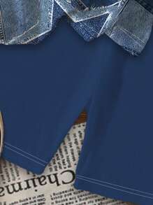 SHEIN 2 قطعة/مجموعة بنطلون قصير وتي شيرت كاجوال قصيرة الأكمام منقوشة بنجوم للبنات المراهقات ، ملابس صيفية