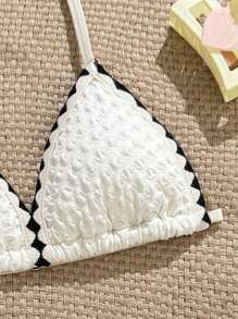 Tween Girl Holiday Style White Halter Neck Bikini Swimsuit Set Summer Holiday