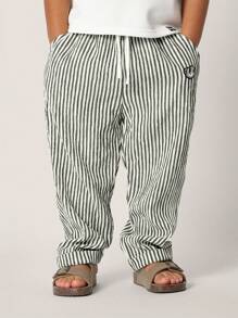 SUMWON Spring Summer Lightweight Pull On Joggers Kids Athletic Wear Pants Casual Youth Striped Sweatpants With Pockets Comfortable Boys Elastic Waist Bottoms - Black and White - View 2