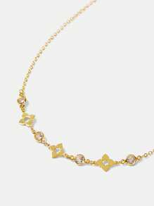 MOTF PREMIUM 18K镀金镂空花卉精致链条项链 - 金黃色 - 查看 4