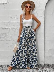 SHEIN Tall CURVE Große Größen Lässig Allover Muster Weite Hose