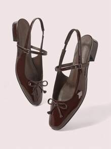 CUCCOO DOLLMOD Women's Coffee Brown Butterfly Decor Mary Jane Flats, Square Toe, Slingback Shoes For Commuting, Dates, Parties, Casual Walks, School, Cute & Sweet Style