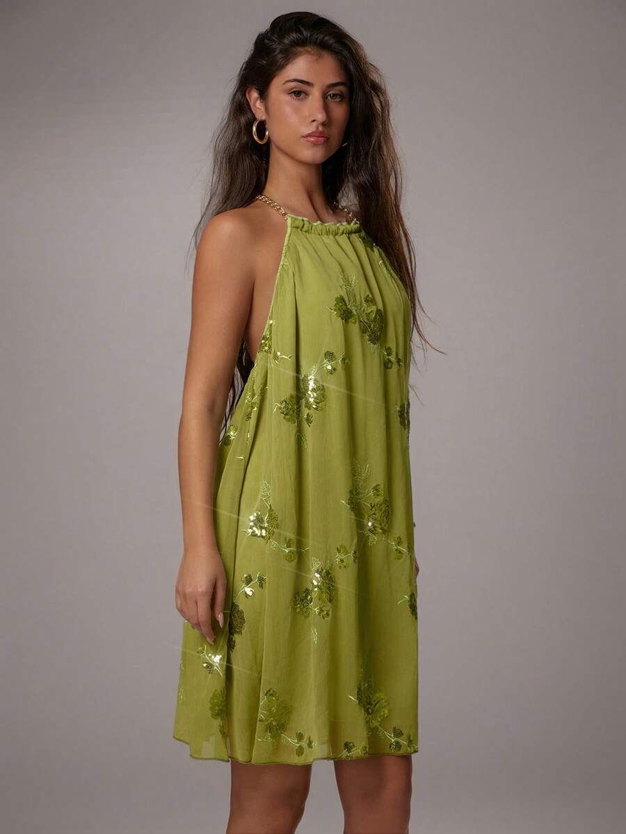 Avantive Women's Olive Green Summer 70s Party Tube Top Dress,Graduation Hawaiian Tea Party Outfit Western Birthday Festival Beach Outfits - Yellow - View 1