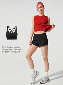 GLOWMODE T-shirt décontracté à coupe ample, séchage rapide, anti-humidité pour le yoga, le studio et la gym en été
