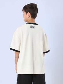 SUMWON Camisa Esportiva Casual Estilo de Rua Juvenil de Brooklyn, Nova York, Pré-adolescente, Camiseta Atlética de Moda Clássica da Equipe de Beisebol - Damasco - Visão 2