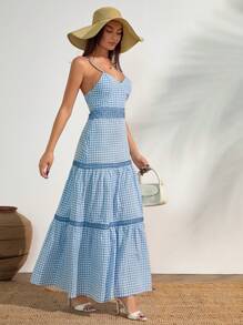 SHEIN Tall Robe longue à volants à col en V avec imprimé pour femme, style doux et estival. Rêves de style cottage et glamour côtier