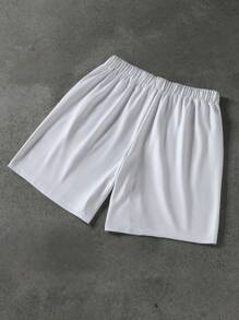 Manfinity Campus Court Quần short in chữ cỡ lớn thường ngày cho nam - Màu Xám nhạt - Xem 2