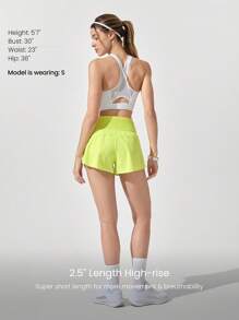 GLOWMODE Pantalones cortos de running de 2.5 pulgadas VitalSwift Pocket Max de secado rápido y ultraligeros, con cintura alta, múltiples bolsillos, cintura ajustable con cordón, y ropa interior integrada antiolores para hacer ejercicio, correr y entrenar - Amarillo - Ver 4