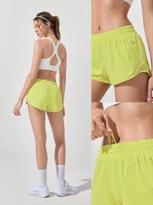 GLOWMODE 2.5" Stay Cool Quick-Dry Lightweight Zipper Pockets Reflective Strips Low Waist Active Running Shorts With Built-In Deodorant Underwear Jogging Training Gym Workout Wear - Yellow - View 9