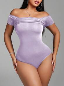 Sirith Robe mini moulante sans épaules avec maintien intégré, en tricot sans couture - Parme - Voir 5