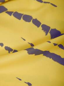 SHEIN Pregnant Women's Summer Skin-Friendly Tie-Dye Spaghetti Strap Dress Maternity Dress With Waist Belt And Side Slit - Yellow - View 7