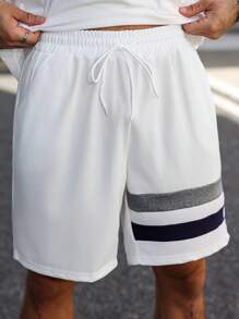 Manfinity Homme Plus Size Men's Summer Casual Contrast Color Round Neck Tank Top And Shorts Set - Multicolor - View 4