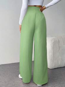 Firerie Pantaloni casual alla moda minimalista con vita alta, gamba larga e texture, adatti per il rientro a scuola e per gli spostamenti