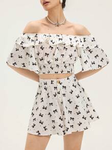 Aveloria Women Two Pieces Outfits For Daily Wear   For Summer - Black and White - View 1