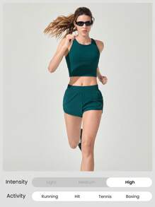 GLOWMODE 2.11" RefreshRun VitalSwift Ultralight Sweat-Wicking Mid-Rise Adjustable Reflective Running Shorts With Built-In Underwear Zip Pocket Workout Spring - Dark Green - View 7